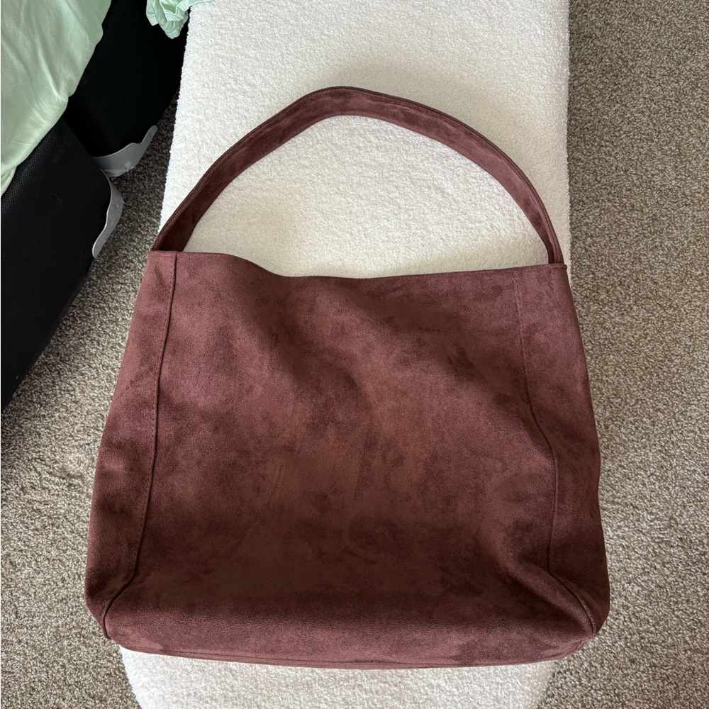 Elegant Brown Suede Tote Bag
